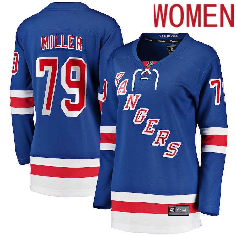 Women New York Rangers 79 K Andre Miller Fanatics Branded Blue Home Breakaway NHL Jersey